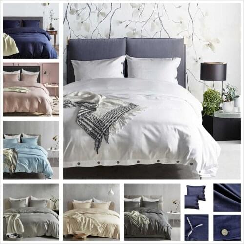 Buttons Style Bedding Sets Solid Color Elegant Sanding Duvet Cover Set Bedroom Decoration Hotel Quality Cheap Home Accessories