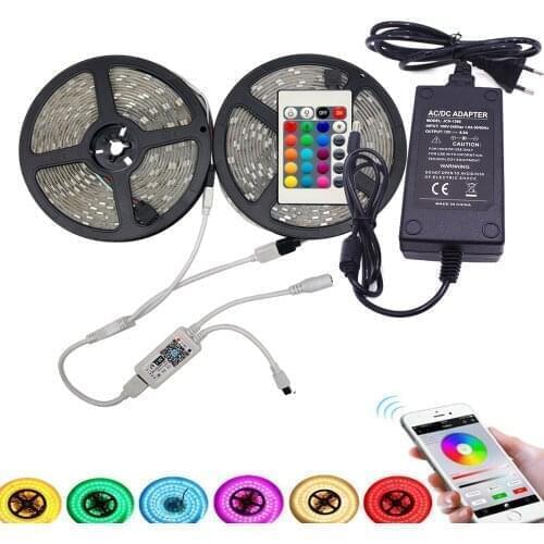 WiFi LED Strip Light RGB Waterproof SMD 5050 RGBW/RGBWW LED Strip Tape DC 12V+ Remote Control +LED POWER Adapter 5m 10m 15m