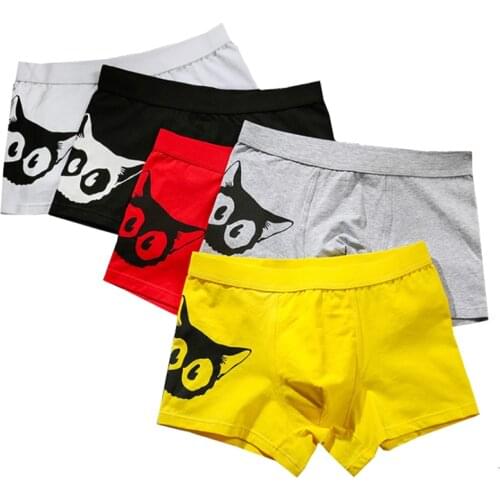 Underpants Man Cotton Comfortable Mens Boxers Underwear Brand Breathable Male Boxer Shorts High Quality Cartoon Cat Boxers Men