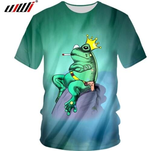 UJWI 3D Starry green frog Funny T-shirt Fashion Animal Man O Neck Tshirt Streetwear Tee Shirt Crown smoke Oversized Tracksuit