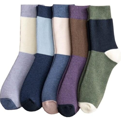 2020 New Products Autumn And Winter Thickened Warmth And Color Matching All-match High-grade Cotton Mens High Socks