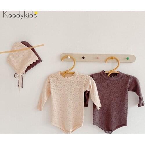 Koodykids 2021 Spring Baby Girl Knitting Bodysuits Toddler Girl Boy Knitted Rompers Infant Clothing Spring Knitted Soft Rompers