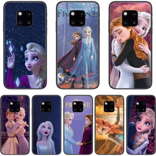 Frozen Phone Case For Huawei mate 30 10 20 40 Lite Smart Z Pro Black Etui 3D Coque Painting Hoesjes case
