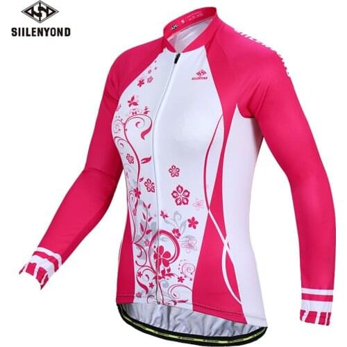 SIILENYOND autumn womens cycling top long sleeve zipper riding equipment