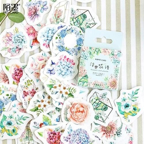 1 Box Lovely Flowers Pattern Decoracion Stickers Scrapbooking Stickers Student Office Supplie