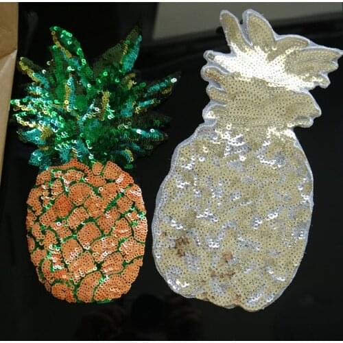 1pc 16*26cm pineapple Handmade rhinestone beaded Patches for clothing Sequin embroidery patch sew on parch fruits applique
