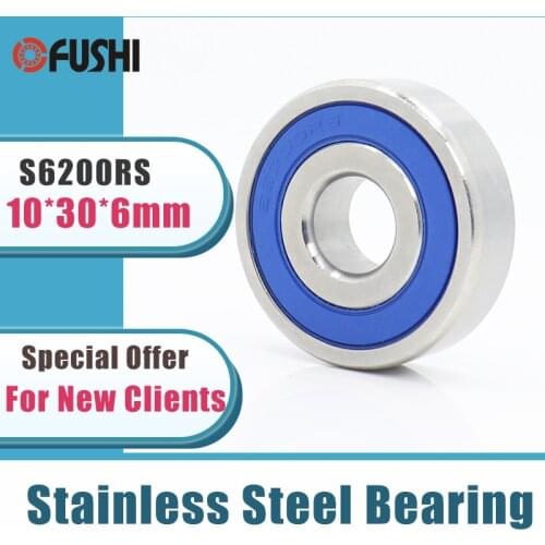 10PCS S6200RS Bearing 10*30*9 mm ABEC-3 440C Stainless Steel S 6200RS Ball Bearings 6200 Stainless Steel Ball Bearing