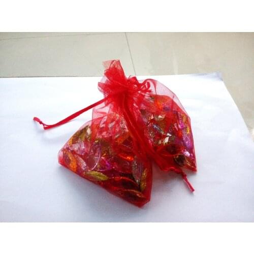 1000pcs 13*18 Red gift bags for jewelry/wedding/christmas/birthday Organza Bags with handles Packaging Yarn bag