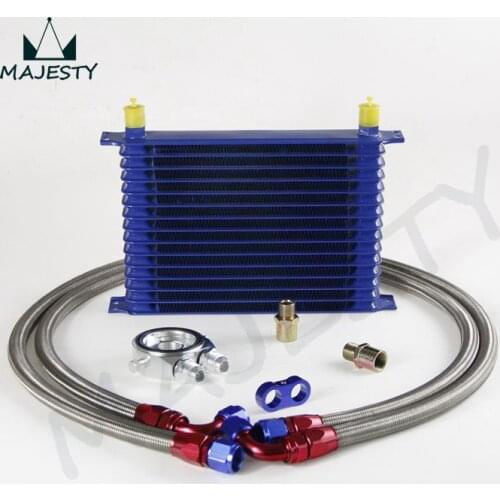 15 ROW AN10 UNIVERSAL ENGINE TRANSMISSION OIL COOLER+SILVER FILTER ADAPTER KIT