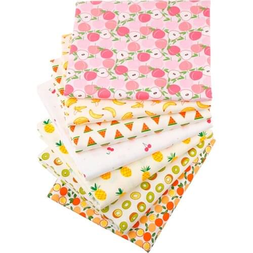 7 pcs/lot,Fruit Series Printed Twill Cotton Fabric Patchwork Twill Cloth DIY Sewing & Quilting Doll Crafts Set Material 40x50cm