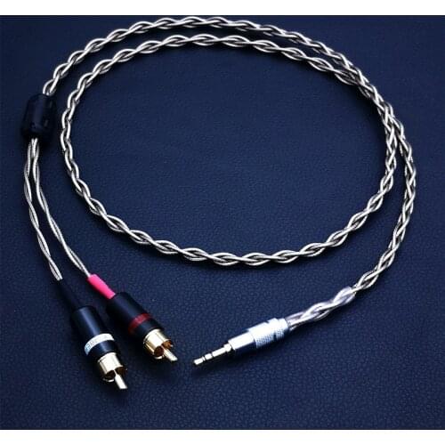 AHSY AUDIO Nordost Odin HIFI 3,5-mm-Stecker auf 2 RCA-Draht versilbertes 3,5-Klinken-Audiokabel für Telefonverstärker