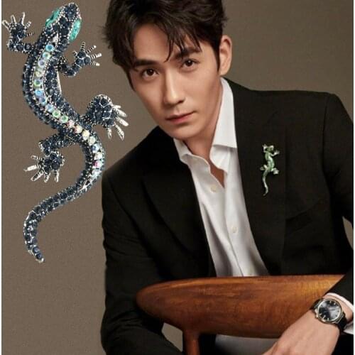 Lizard Rhinestone Brooch Pin Women Geckos Animal Enamel Pins and Brooches Clothes Jewelry Vintage Metal Brosch