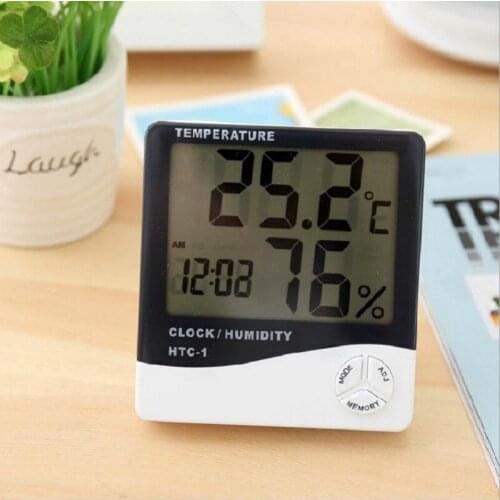 Digital Thermometer Hygrometer Weather Station Temperature Humidity Tester Clock Alarm Wall Indoor Outdoor Sensor Probe LCD