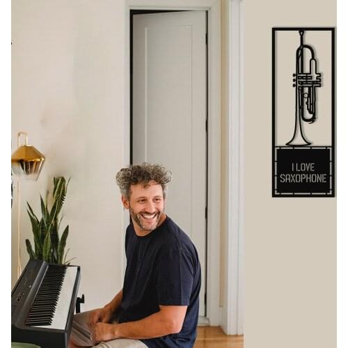 Mignatis Decorations | Saxophone - Themed Wall Decor, 27,6x9,8 inches, I love Music, home and Office Decor Modern Metal, Aest