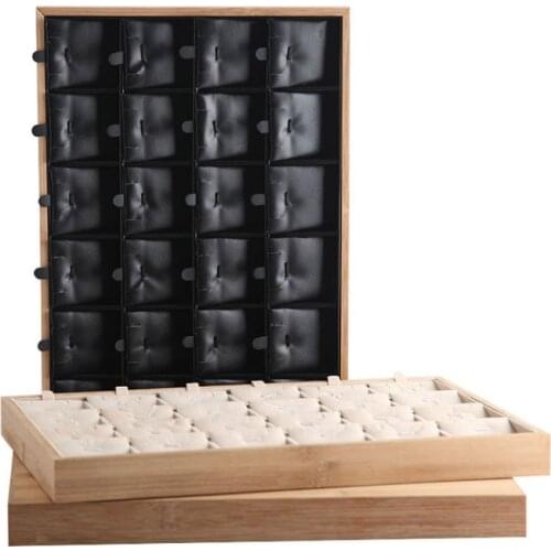 New Listing Wood 24 Lattice Jewelry Display Stand Necklace Holder Pendant Storage Ring Earring Box Bracelet Organizer Showcase