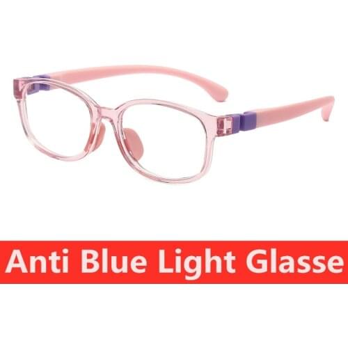 Anti Blue Light Kids Glasses Square Children Boy Girls Computer Silicone Frame Eyewear Boys Girls Anti Blue Light Eyeglasses