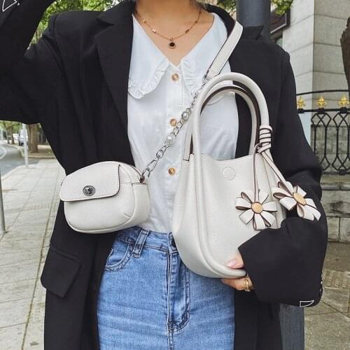 Elegant Female Tote Bucket Bag 2021 Summer New High-quality PU Leather Womens Designer Handbag Flowers Shoulder Messenger Bag