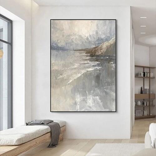 Nordic Oil Painting Hand Painted Gray Landscape Canvas Painting Living Room Abstract Decorative Painting Porch Hanging Painting