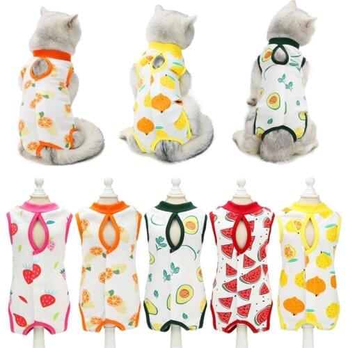 Cat Recovery Suit Breathable Kitten Skin Protect Anti Licking Wound E-Collar Dog Recovery Clothing for Small and Medium Pets