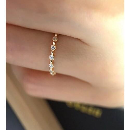 Cute Female Crystal White Stone Ring 100% Real 925 Sterling Silver Gold Engagement Ring Vintage Small Wedding Rings For Women