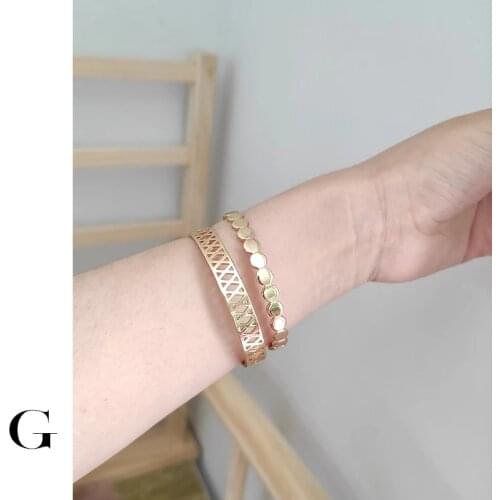 GHIDBK Minimalist Geometric Disc-shaped Bracelets for Women Statement Hollow Lozenge Bangles Street Style Bangle Elegant Jewelry