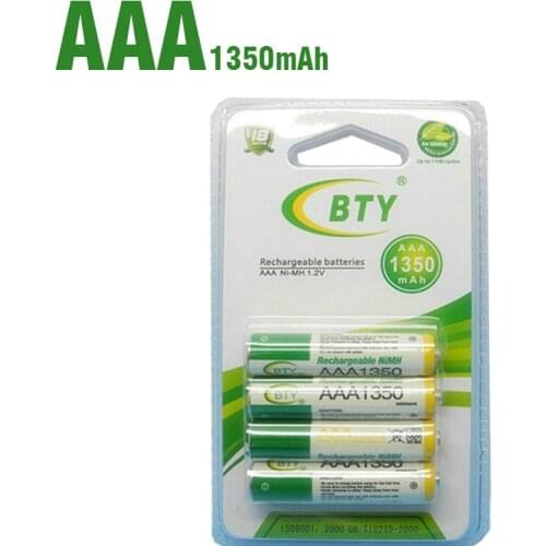 Original 4Pcs/lot BTY AAA NI-MH 1.2v 1350mAh Rechargeable Battery For Electronic Accessories Freeshipping
