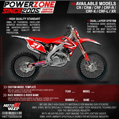 PowerZone Custom Team Graphics Backgrounds Decals 3M Stickers Kit For HONDA CRF250R 2010-2013 CRF450R 2009-2012 038