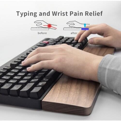 Walnut Wooden Mechanical Keyboard Wrist Rest with Anti-Slip Mat Ergonomic Gaming Desk Wrist Pad Support 61 87 104 Keys