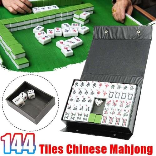 Portable Chinese MahJong Rare Game Set Retro Mah-Jong Custom Fit Box Entertainment Fun Family Board Games With 3 Dices