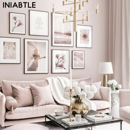 Scandinavian Nature Plant Flower Poster Ocean Landscape Wall Art Canvas Painting Nordic Botanical Print Modern Picture Room Deco