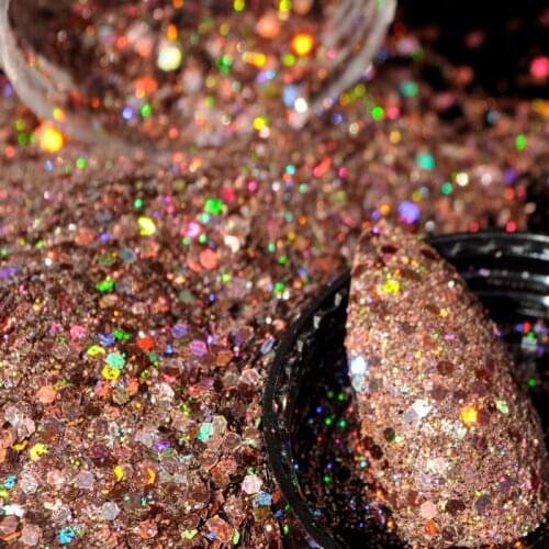 Chocolate Brown Acrylic Nail Glitter Power Mix Size Gel Nails Art Sequins Shiny Manicure Dust in jar 5g 291