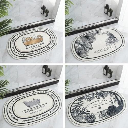 Nordic Oval Bath Mat Water Absorption Carpets Retro Doormat for Bathroom Kitchen Non-Slip Rugs Home Hotel Decor Floor Mat