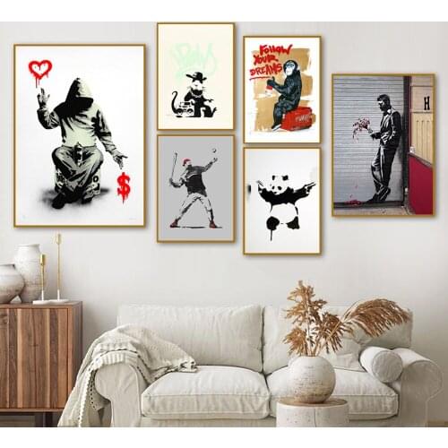 Banksy Modern Abstract Street Graffiti Wall Art Canvas Painting Nordic Posters And Prints Wall Pictures For Living Room Decor