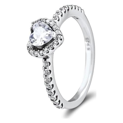 Sparkling Heart Rings 100% 925 Sterling-Silver-Jewelry Free Shipping
