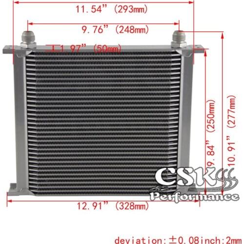 34 Row AN10 Universal Aluminum Engine Transmission 248mm Oil Cooler British Type w/ Fittings Kit Black / Silver