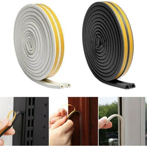 5/10m D/E/P/I Type Self Adhesive Window Door Seal Strip Foam Draught Excluder Dustproof Noise Insulation Anti Collision Tape