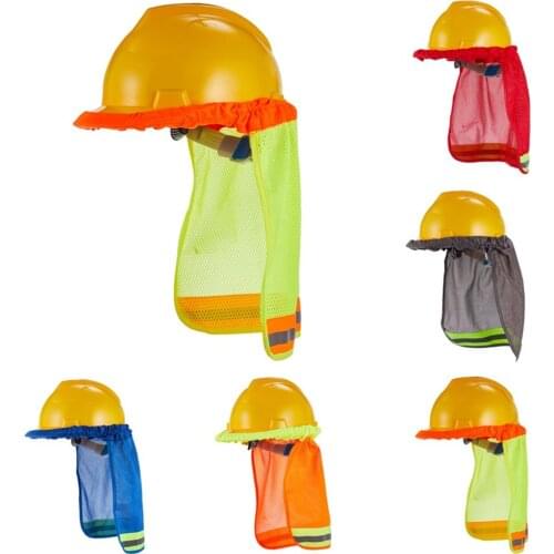 Summer Sun Shade Safety Hard Hat Neck Shield Helmets Reflective Stripe Useful Mesh Reflective Cap Cover for Construction Workers