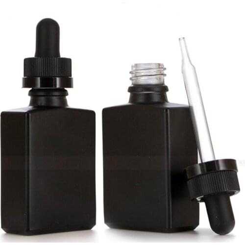 30ml Black Frosted Glass Liquid Reagent Pipette Dropper Bottles Square Essential Oil Perfume Bottle LX2981