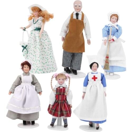 1:12 Miniature House Ceramic Doll Model Woman Lady Long Dress Doll Toy Decoration toys for girls