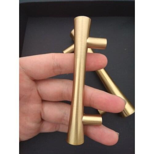 1Pc Pure Copper Concave Round Stick Handle Nordic Solid Wood Furniture Cabinet Wardrobe Door Knob Pulls Diy Gold Handles
