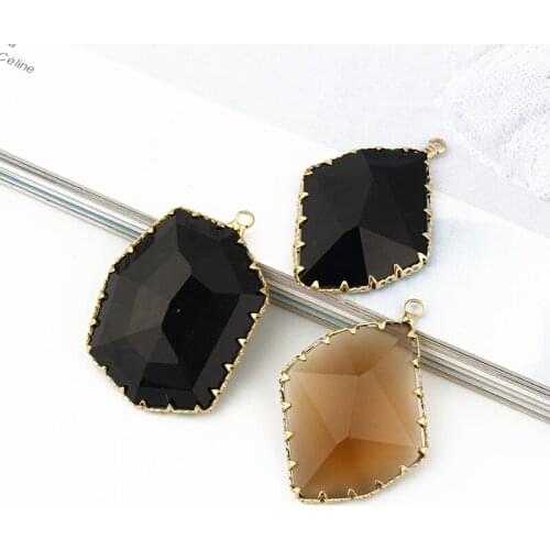 1pc Irregular Black Transparent Crystal Earrings Findings Charms Geometry Fashion Dangle Earring Necklace Jewelry Accessory C177