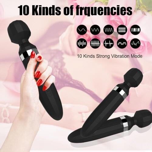 10 Modes Powerful AV Vibrators Rechargeable Magic Wand Massager Clit Massage female Masturbation Silent Adult Sex Toys for Women