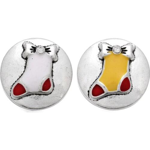 10pcs/lot Christmas Snap Button Jewelry Stockings 18mm Snap Buttons Fit Snap Bracelet Bangles