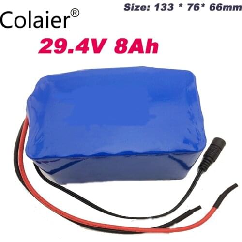 Colaier 24v 8ah 7S4P battery 15A BMS 250w 29.4V 8000mAh battery pack for wheelchair motor kit electric power