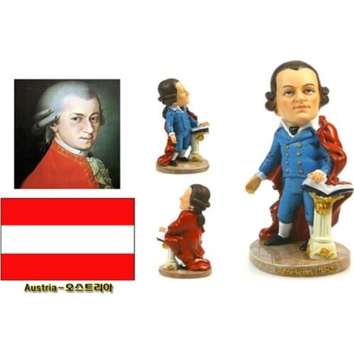 Hand-painted Austria Mozart Creative Resin Crafts World Celebrity Statue Tourism Souvenir Gifts Collection Home Decortion