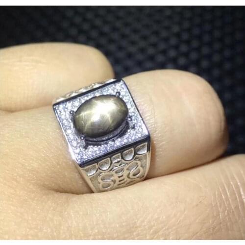 Free shipping Natural Star Sapphire Man Ring 925 sterling silver Wholesales Fine jewelry Natural Sapphire Man Ring 10*12mm
