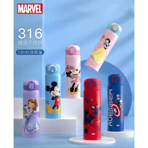 Disney Marvel Stainless Steel 316 Water Cup For Boys Girls Mickey Princess Keep Warm Cup Kindergarten Age 3-12 Years Kids Gifts