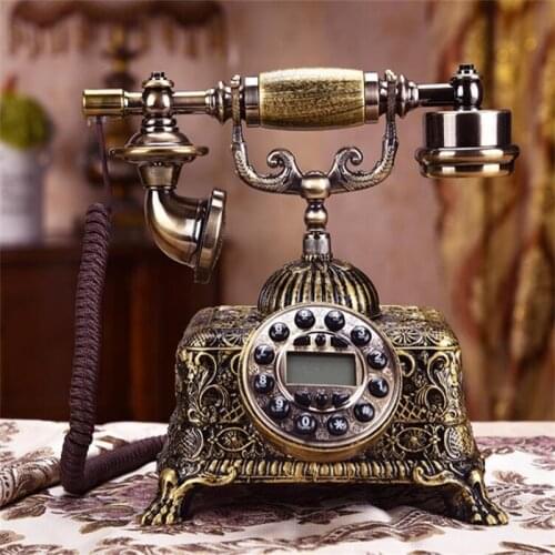 European Antique Telephone Rotary Dial Design Retro Landline Phone with Mechanical Ring, Speaker and Redial Function for Home