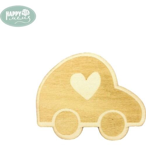 Happymems Wooden Shapes Cute Car Shape 10pcs/lot Laser Cutting Chipboard Wooden Home Decorations DIY Scrapbooking Natural Wood