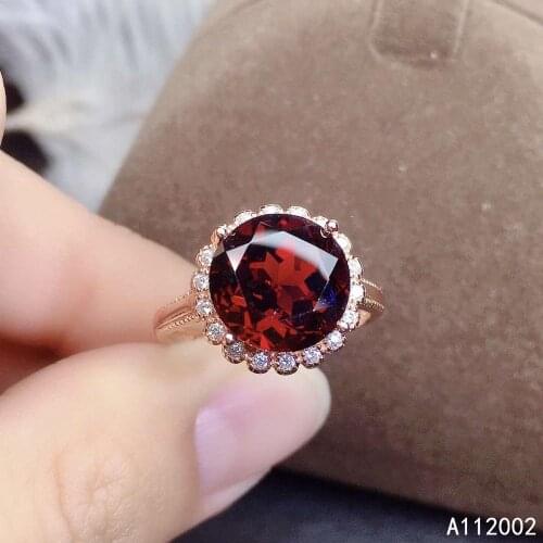 KJJEAXCMY fine jewelry natural garnet 925 sterling silver adjustable gemstone women ring support test beautiful trendy